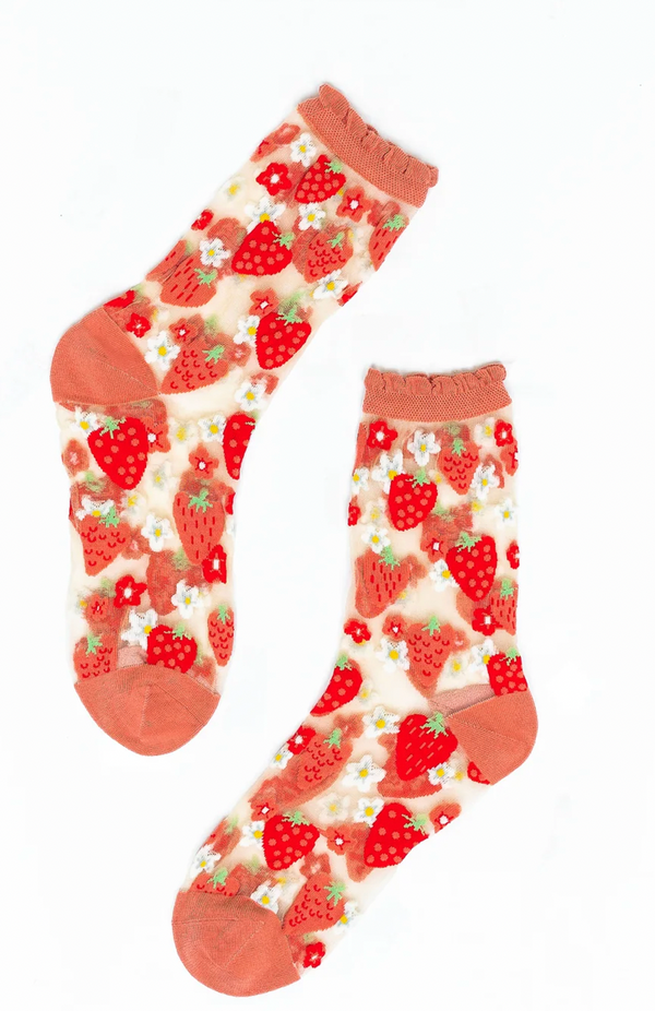 Sock Candy Strawberry Daisy Sheer Socks