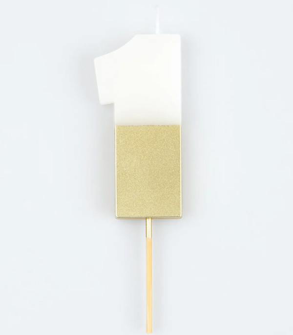 Gold Dipped Number 1 Candle
