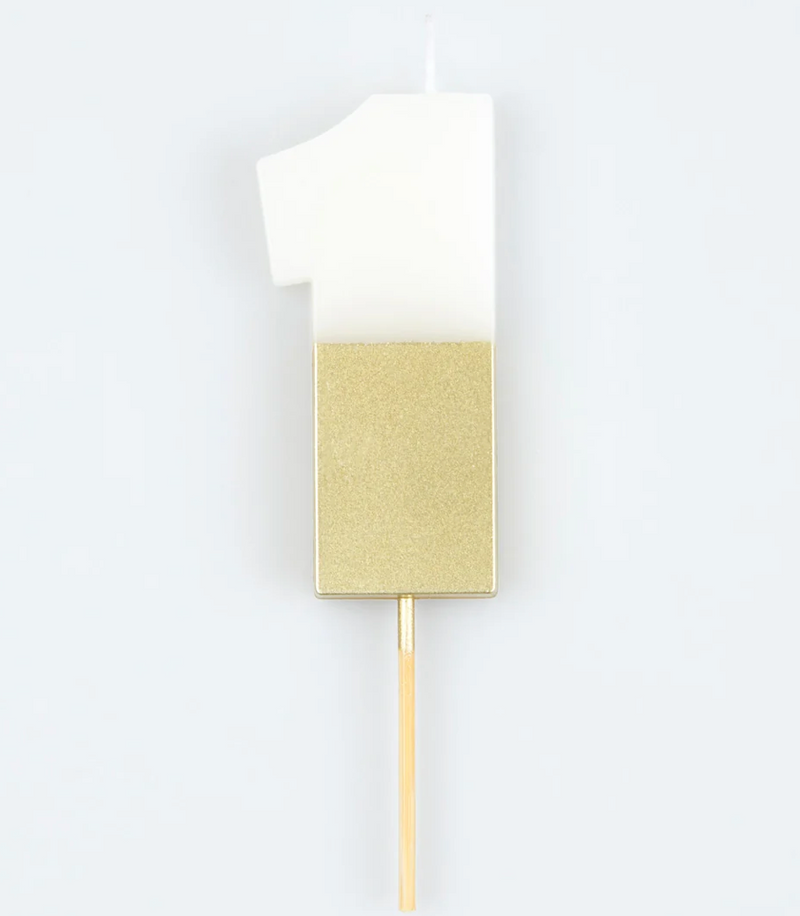 Gold Dipped Number 1 Candle