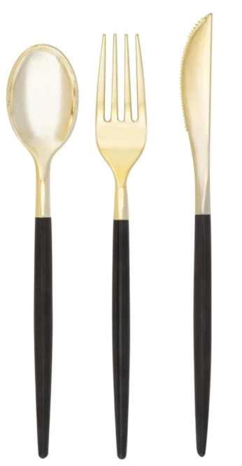 Chic Black and Gold Cutlery set