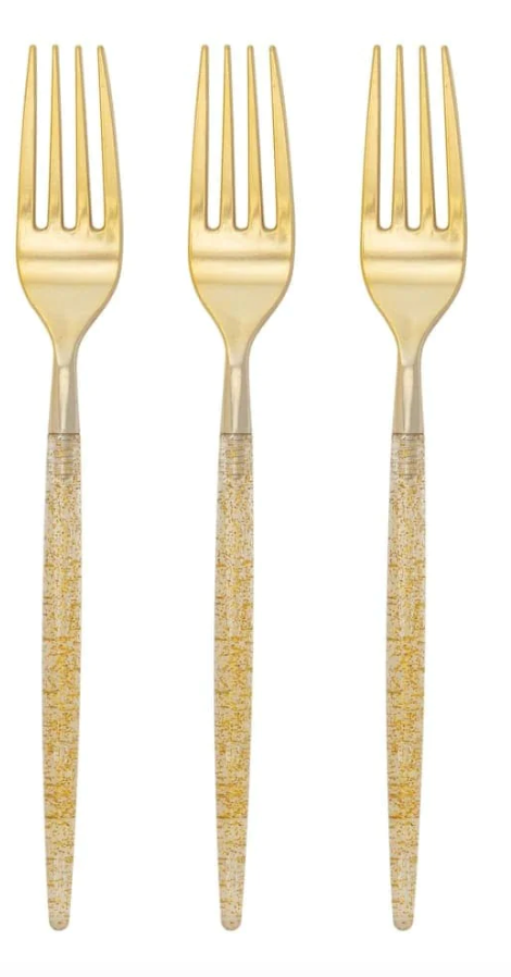 Chic Gold Glitter Fork Cutlery set