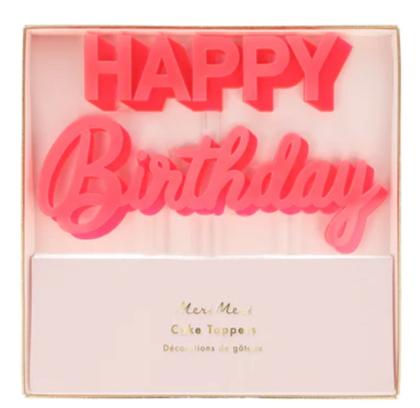 Happy Birthday Pink Acrylic Topper