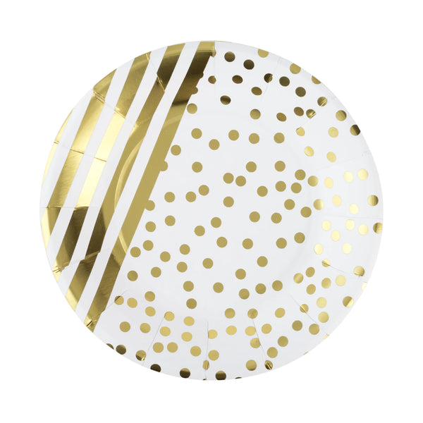 Gold Polka Dot And Stripe Small Plate