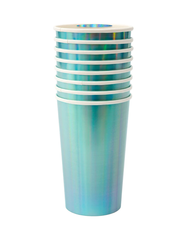 Blue Holographic Highball Cups