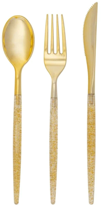 Chic Gold Glitter Cutlery set