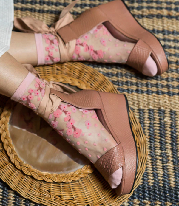 Sock Candy Cherry Blossom Sheer Socks