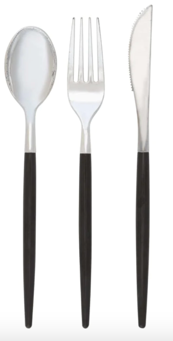 Chic Black and Silver Cutlery set