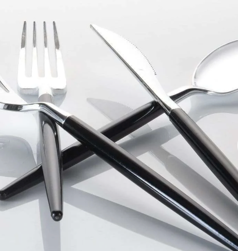 Chic Black and Silver Cutlery set