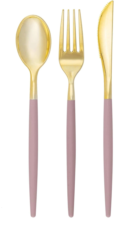 Chic Mauve and Gold Cutlery set