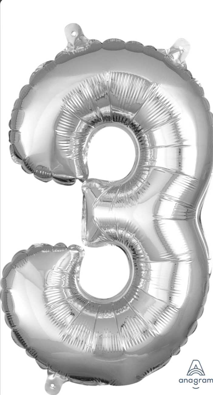 Silver Number Balloons