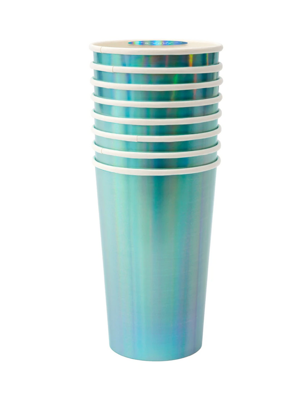 Blue Holographic Highball Cups