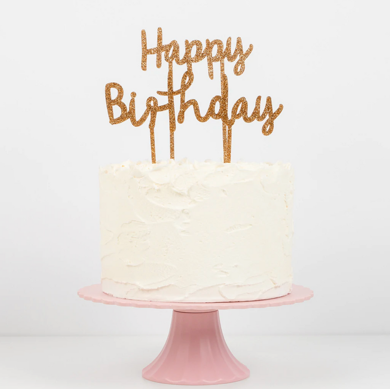 Happy Birthday Gold Glitter Cake Topper