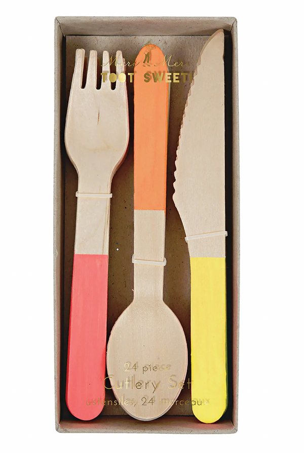 Neon Wooden Cutlery Set