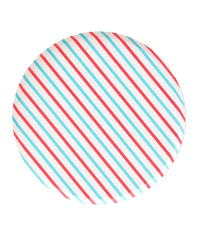 Red White and Blue Stripe Round Plate