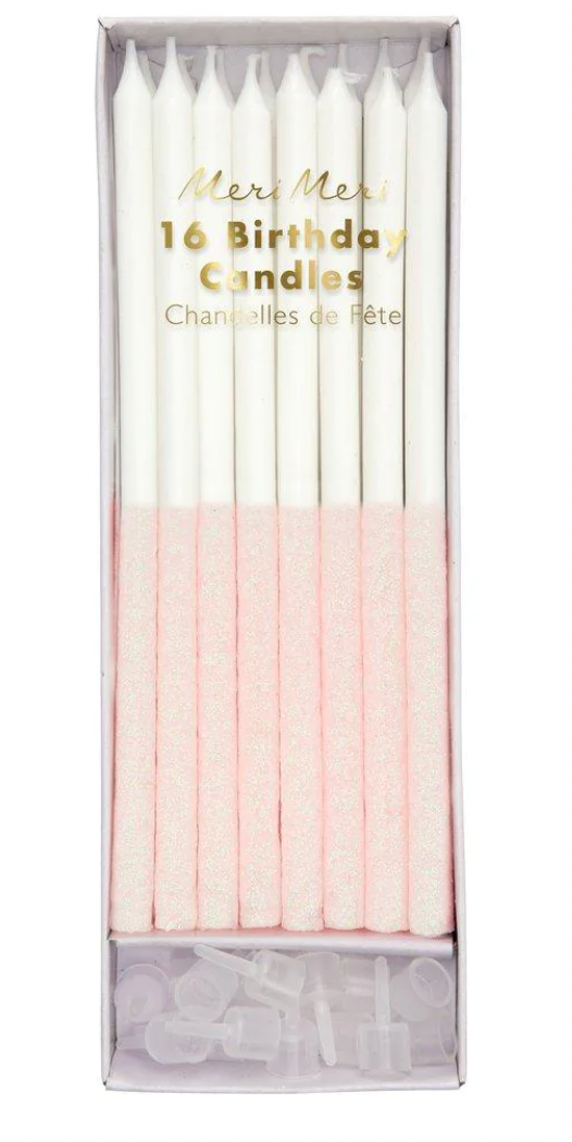 Pale Pink Glitter Candles