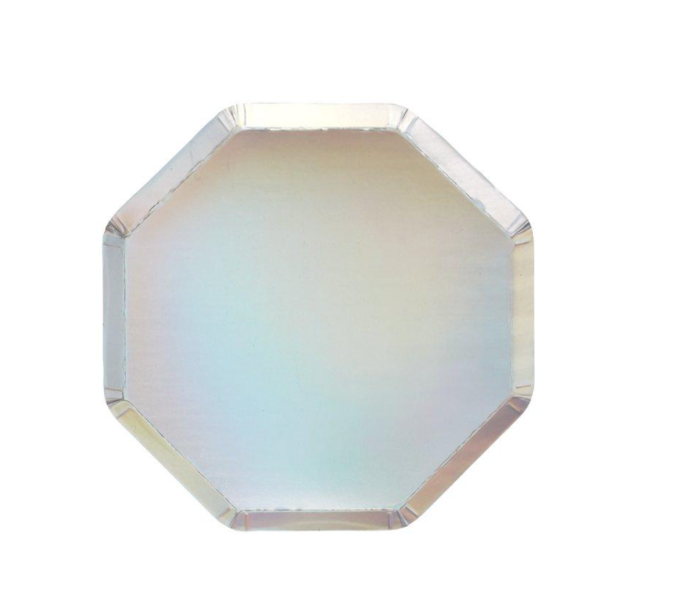 Silver Holographic Cocktail Plates