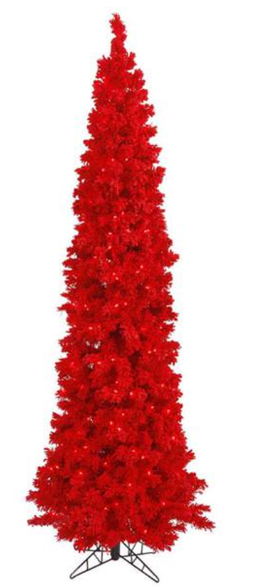 Flocked Red Pencil Duralit LED Christmas Tree