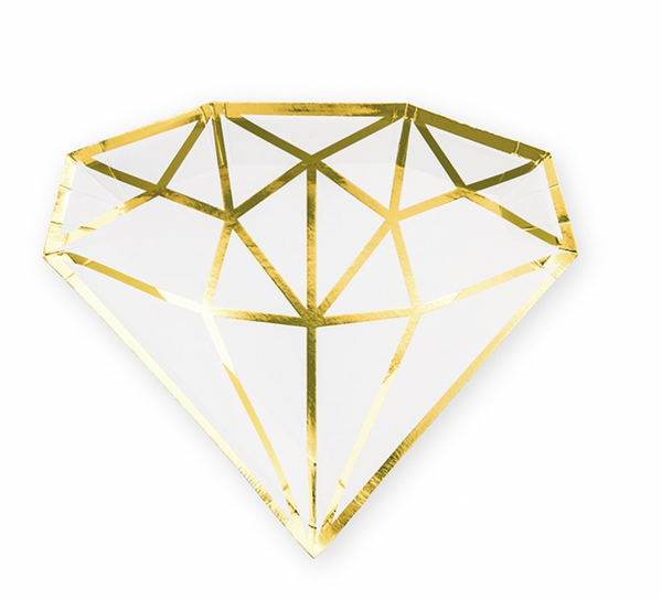 Small Diamond Disposable Paper Party Plates - Gold